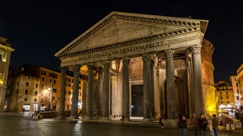 The Pantheon building, one of the most important landmarks of Rome. Stock Footage 90925407