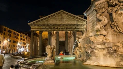 The Pantheon building, one of the most important landmarks of Rome. Stock Footage 92177943
