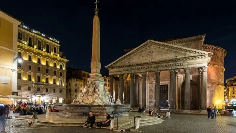 Pantheon building situated on the Piazza della Rotonda sqaure in Rome Stock Footage 135994151