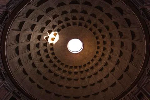 Pantheon dome ceiling as seen from inside. Stock Photos