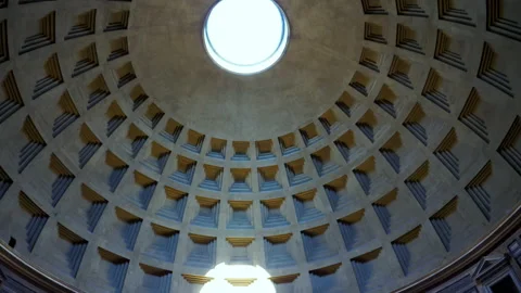 Pantheon dome as seen from inside the building with a light beam coming Stock Footage 157182681