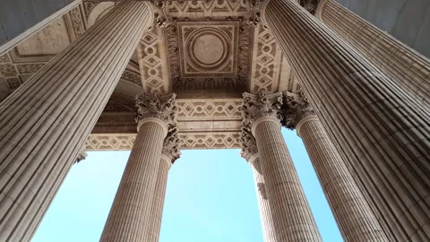 Pantheon mausoleum with its iconic dome and columns in Paris, France Stock Footage 336604106