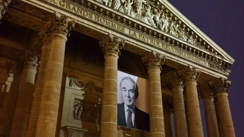 Pantheon Paris Facade Tilt Down At Night Stock Footage 325718526