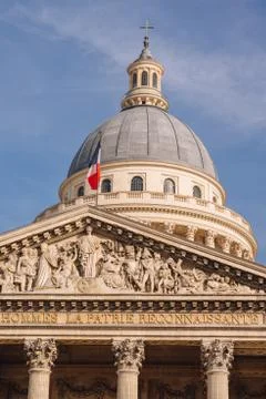 Pantheon Paris, view of the Central facade Stock Photos