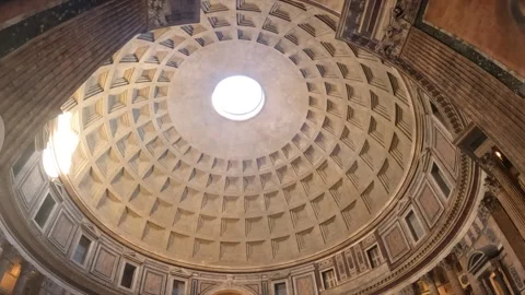 Pantheon Rome Interior Dome Oculus Looking Up Ancient Roman Architecture Italy Stock Footage 333690879