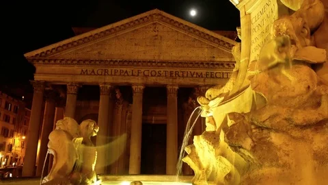 Pantheon Rome by night Video stock 77426447