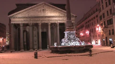 Pantheon Snow night Stock-Footage 10866043