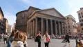 The Pantheon with tourists in Rome, Italy. Wide angle. HD Footage