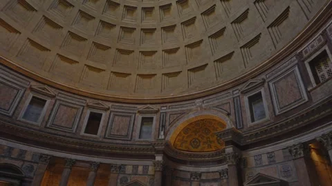 Pantheon's monumental interior dome in Rome Stock Footage 343850695