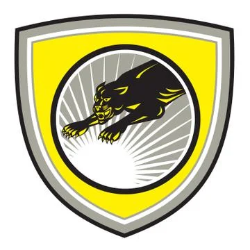 Panther big cat growling crest Stock Illustration