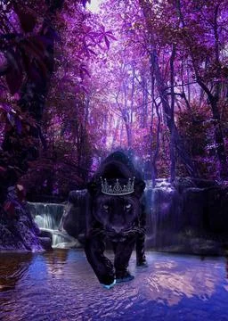 Panther in a crown. Stock Illustration