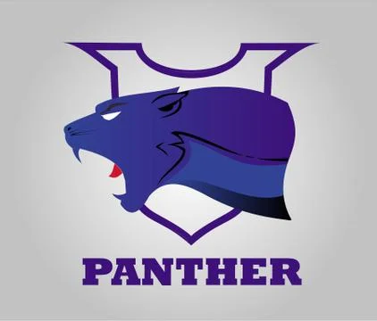Panther head on shield Stock Illustration