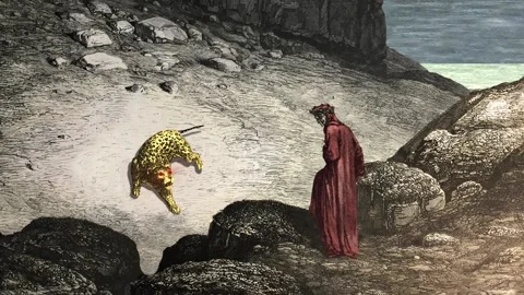 A panther hinders Dante's path Video stock 236147678