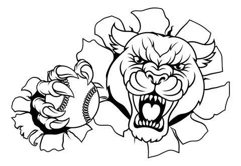 Panther Leopard Cougar Baseball Softball Mascot Illustrazione stock
