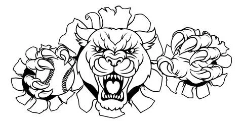 Panther Leopard Cougar Baseball Softball Mascot Illustrazione stock
