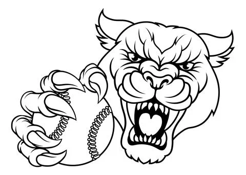 Panther Leopard Cougar Baseball Softball Mascot イラスト素材