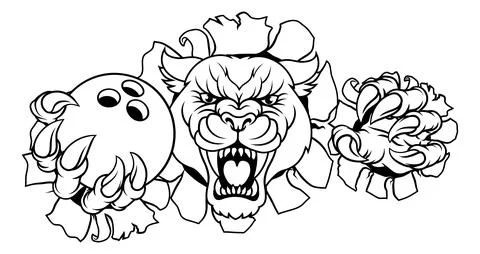 Panther Leopard Cougar Wildcat Bowling Ball Mascot Stock Illustration