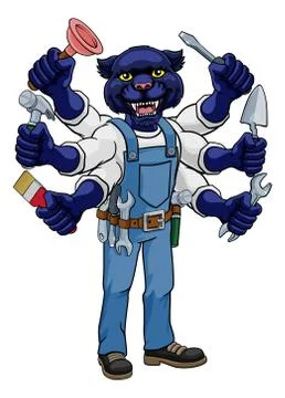 Panther Multitasking Handyman Holding Tools イラスト素材