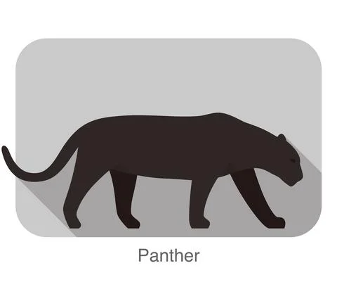 Panther walking side flat 3D icon design Stock Illustration