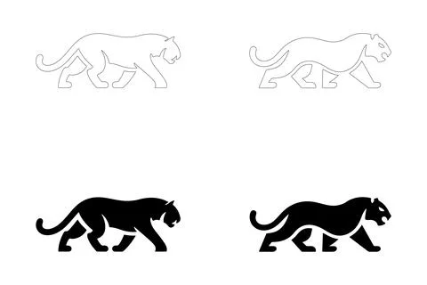 Panther walking Silhouettes Stock Illustration