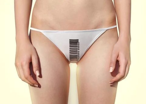 Panties with barcode Stock Photos
