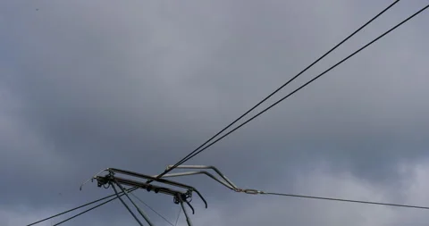 Pantograph on a moving tramway Stock Footage 142775263