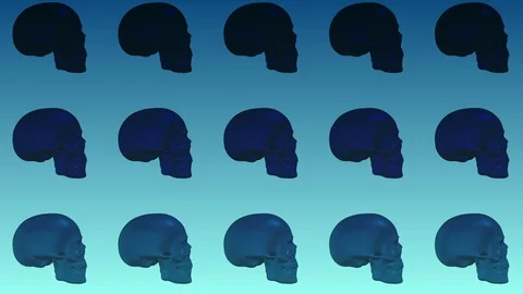 Pantone 2020 skull pattern, vaporwave style, ideal footage for social media and Video stock 125423879