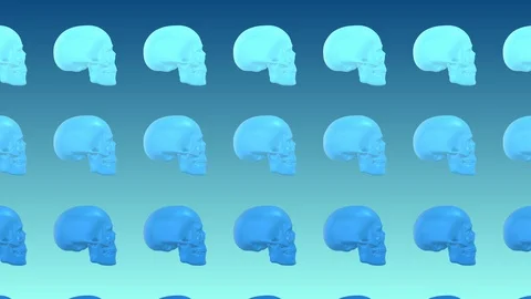 Pantone 2020 skull pattern, vaporwave style, ideal footage for social media and Video stock 125424210