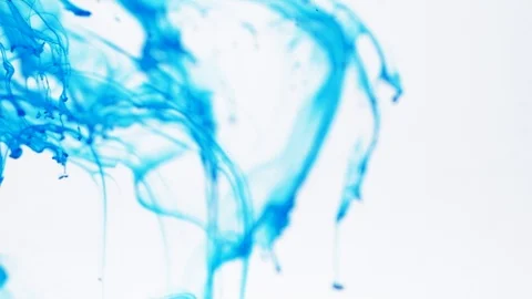 Pantone blue ink paint drops in water slow motion abstract background Stock Footage 124809643