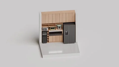 Pantry Isometric Interior 3D Render Illustration Stock Footage 275582548