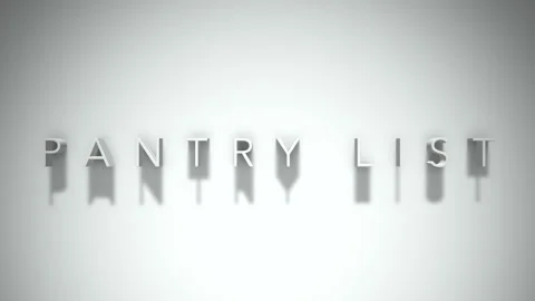 Pantry list 3D title animation with shadows on a white background Stock Footage 297669372