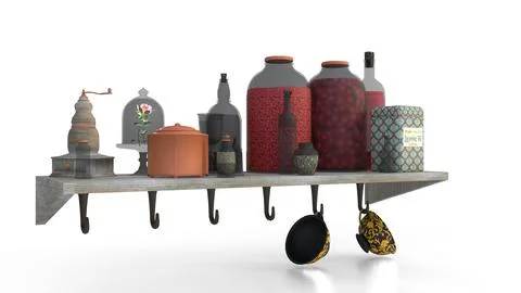 Pantry shelf on white background Stock Illustration