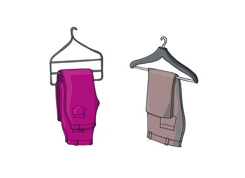 Pants on hanger, hand-drawn Stock Illustration