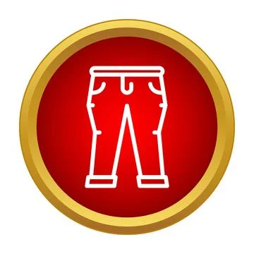 Pants line icon in red circle button Stock Illustration