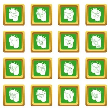 Pants pockets design icons set green square vector Illustrazione stock