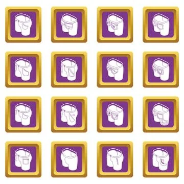 Pants pockets design icons set purple square vector Illustrazione stock