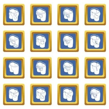 Pants pockets design icons set blue square vector Illustrazione stock
