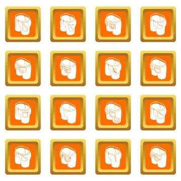 Pants pockets design icons set orange square vector Illustrazione stock