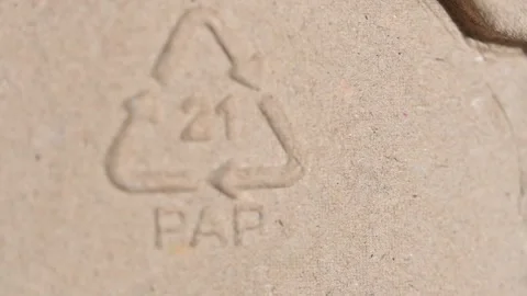 PAP 21 Recycling Code Embossed on Paper Packaging Stock Footage 341851774