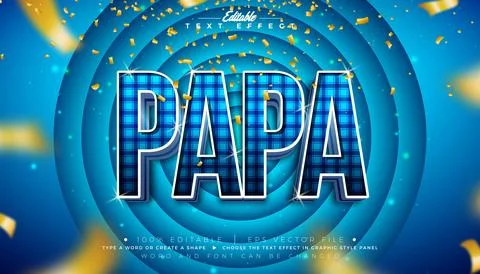 Papa Father's Day Editable Text Effect Design Vector Graphic Style with Che.. Illustrazione stock