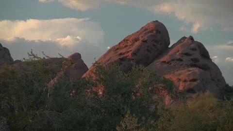 Papago Buttes in Blue Light with Dramatic Clouds, Phoenix AZ Stock Footage 322726740