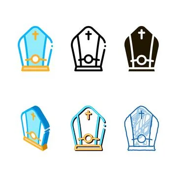 Papal tiara icon vector styles outline Stock Illustration