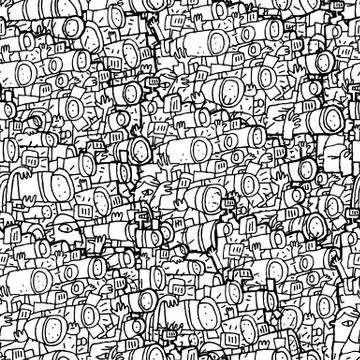 Paparazzi seamless pattern in black and white イラスト素材
