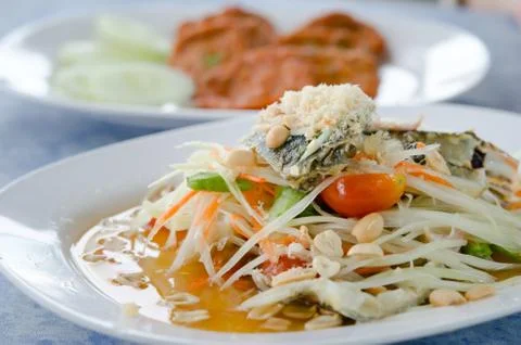 Papay salad Stockfoto's
