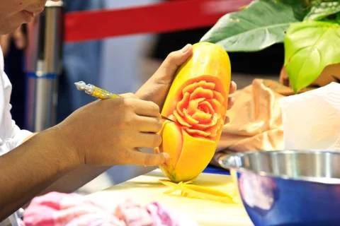 Papaya carving Stock Photos