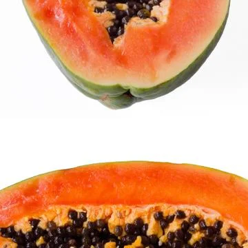 Papaya creative layout on a white background Stock Photos