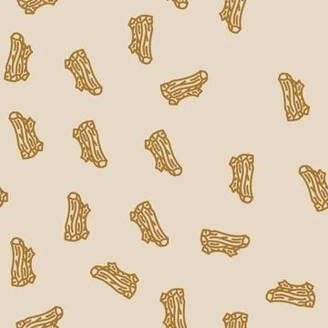 Papaya dried fruit line vector seamless pattern Stock Illustration