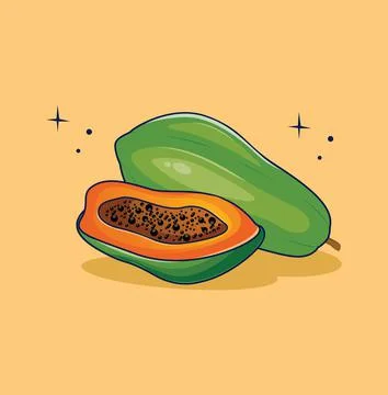 Papaya Flat Design Fruit Icon Stock Illustration Stock Illustration