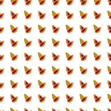 Papaya flat seamless pattern on white background. Stock Illustration