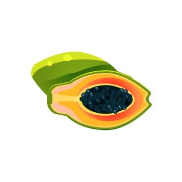 Papaya Flat Vector Sticker Stock Illustration